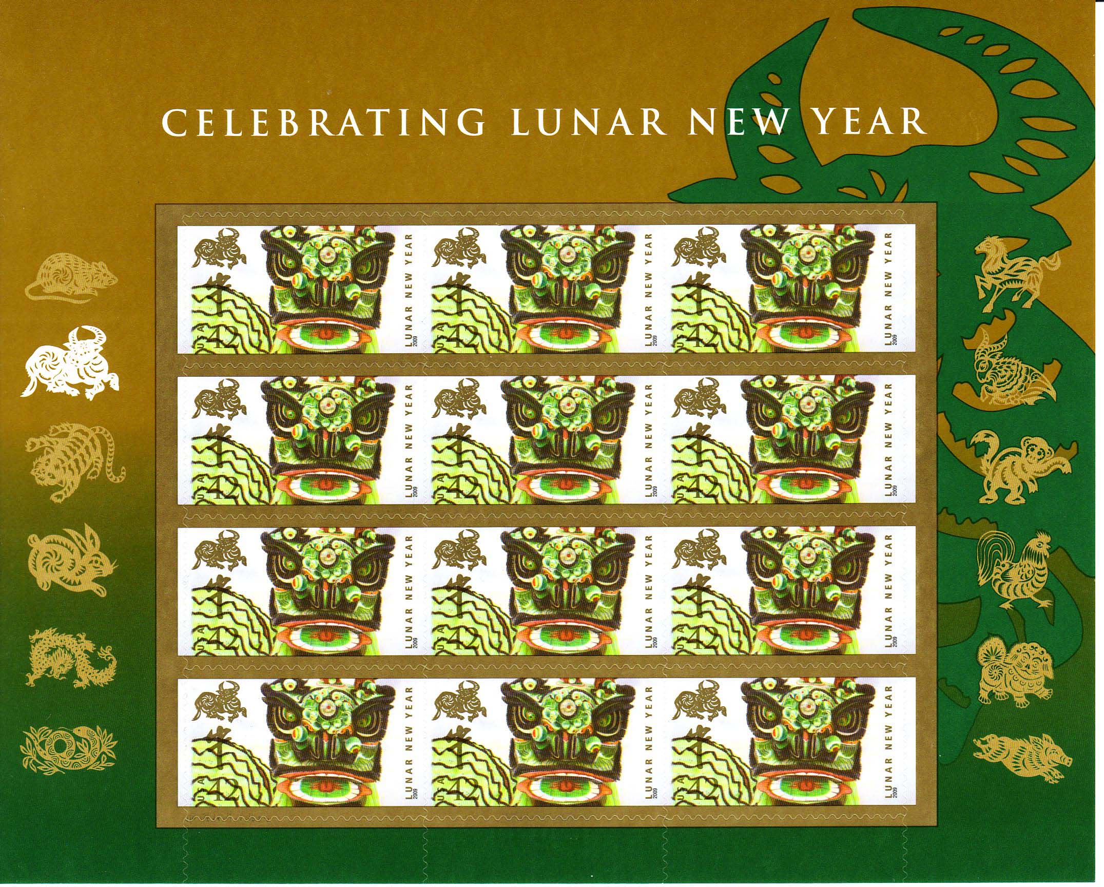 Chinese New Year stamp sheet -- Year of the Ox -- Chinese New Year, #4375